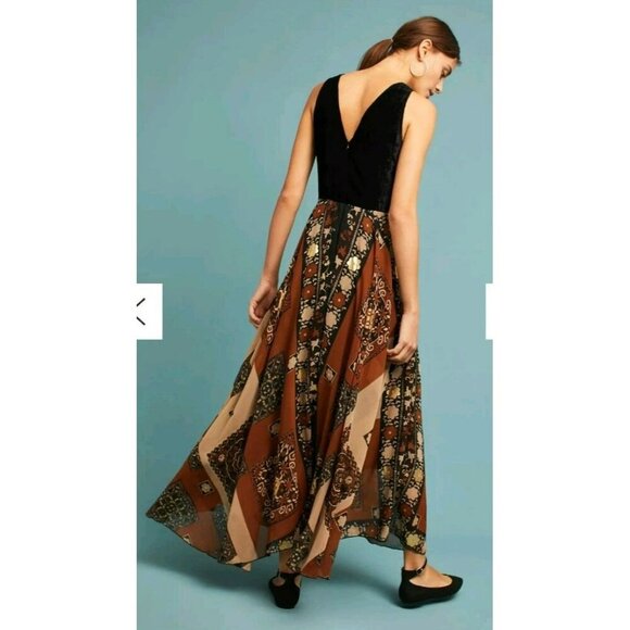 Anthropologie Raga Shenia Embroidered Sleeveless Maxi Dress Size LP Velvet Beads - Picture 9 of 9